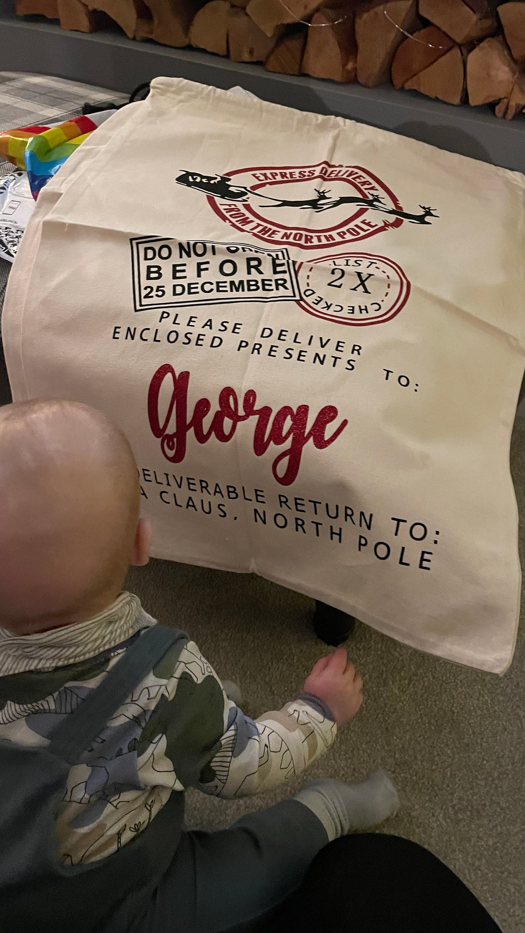 EARLY SALE! In stock,  Large Christmas Santa Sack- Personalised Xmas Father Christmas  gift bag