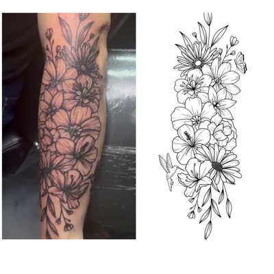 Custom Birth Flower Tattoo Design, Birth Month Flower SVG, Wildflower ...