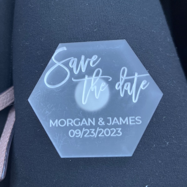 Save the Date Magnet, Acrylic Wedding Invitations, Modern Elegant ...
