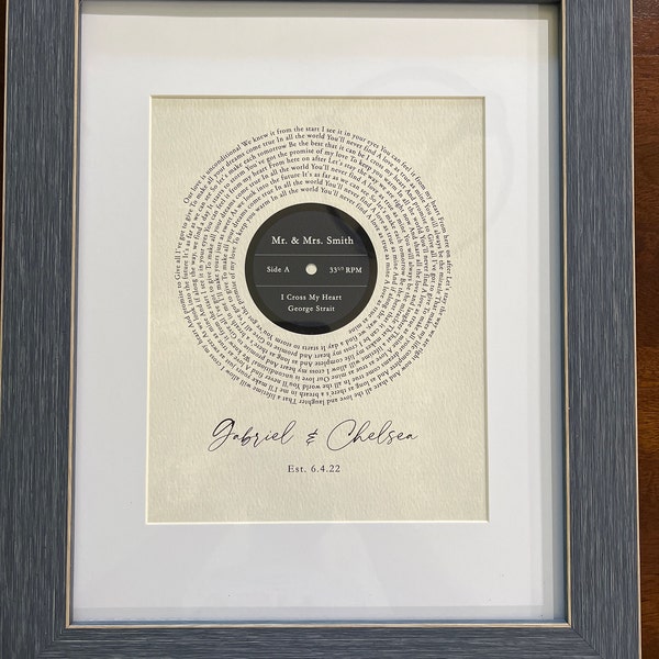 Wedding Song Lyric Art Anniversary Gift for Him Custom Song Lyrics Wall ...