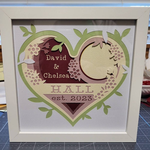 3D CUSTOMIZABLE WEDDING Shadow Box Svg, Custom Name, Layered Paper Art ...
