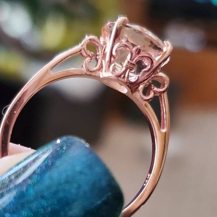 Round Cut Gem Stone Pink Morganite Engagement Ring On10k Rose Gold