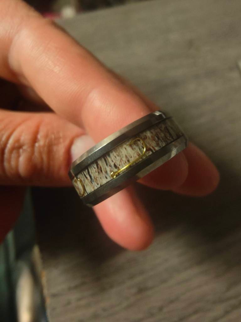 Fishing Ring, Antler Wedding Band, Fishing Hook Wedding Band