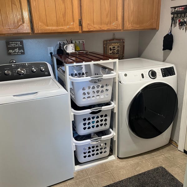 4-tier Solid Wood Laundry Basket Organizer (unfinished) - Etsy