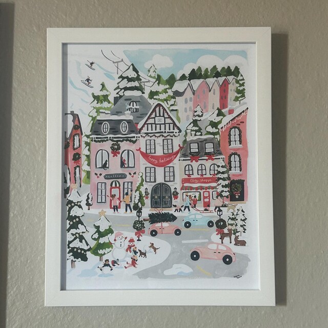 Christmas Village Print: Seasonal Holiday Scene (archival Matte