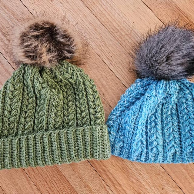 A customer's finished Snowy Wheat Stitch Puff Crochet Beanie Pattern