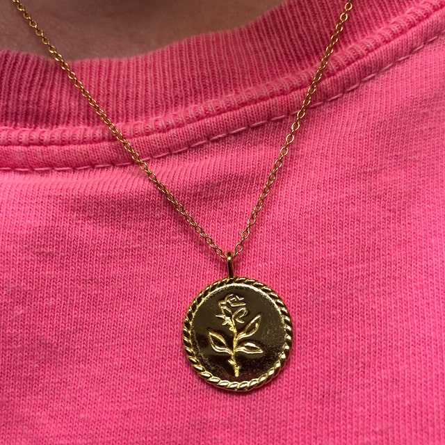 【threetimes】Pink coin necklace THREETIMES | 쓰리타임즈 (New Product) Three Times Pink Coin