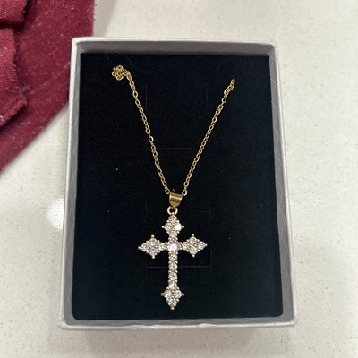 Gold Cross Necklace Gold Dainty Religious Cross Unisex Women Men Kids ...