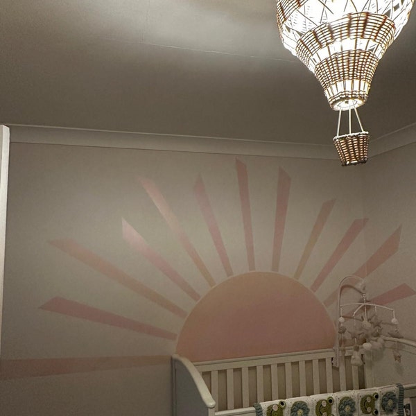 Half Sun Wall Decal | Kids Soft Sun Wall Sticker | Nursery Watercolor ...