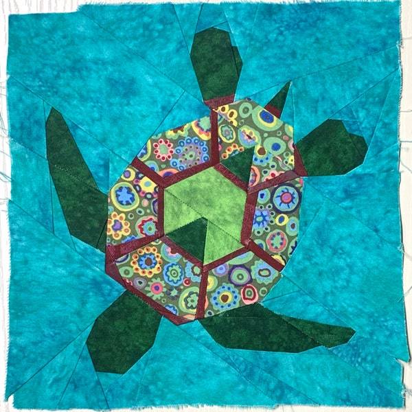 Turtle 2.0 Foundation Paper Piecing Pattern Swimming Hawaii Tropical ...