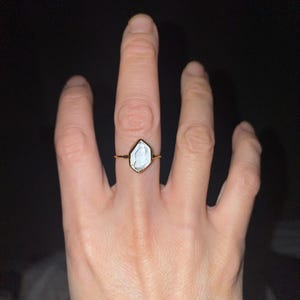 Customer photo from Melinda, Large Raw Herkimer Diamond Ring in Yellow Gold
