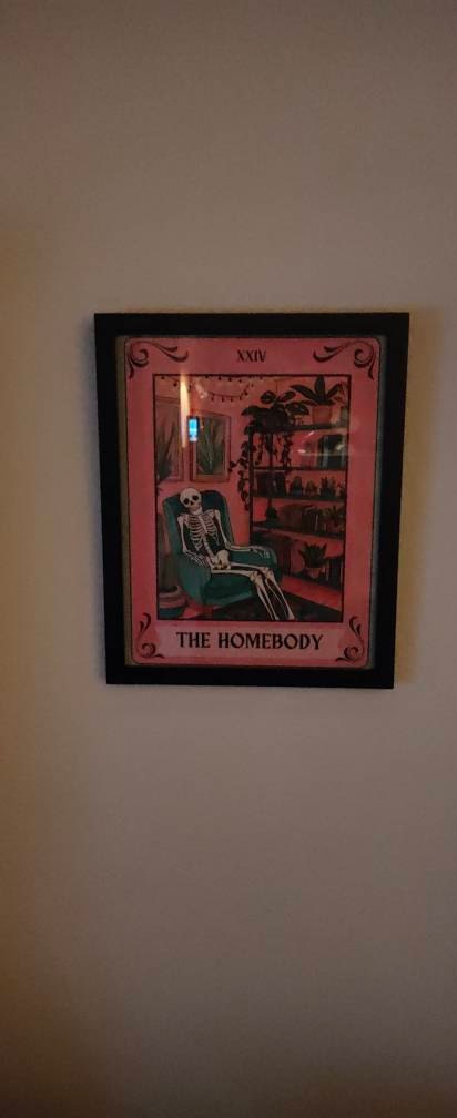 The Homebody Tarot Card - The Homebody Club Print - Spooky Print - Living Room Print - Cute Skeleton Print - Cute Spooky Print - Tarot Card