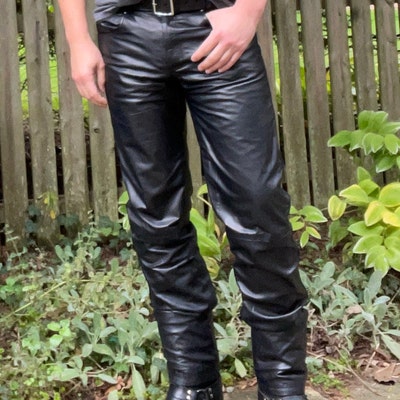 Mens Leather Genuine Sheep Leather Party Pants double Closure - Etsy