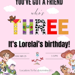 Toy Story Girl Invitation - Toy Story Birthday – Cute Pixels Shop