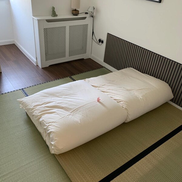 FULI 100% Baumwolle Futon-Bezug Mit Reißverschluss – Japanischer Matratzenbezug, Kingsize, Grau