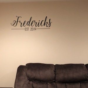 Last Name Established Vinyl Wall Decal Lettering Home - Etsy