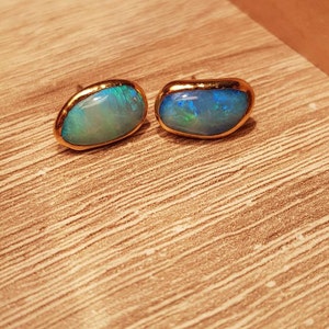 Customer photo from Irma, Large Raw Australian Opal Stud Earrings