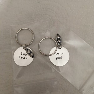 Two Peas In A Pod Keychain Set - Best Friend, Sister, Mother Daughter Matching Keychains, Stainless Steel, Gift Ready 1 thumbnail image