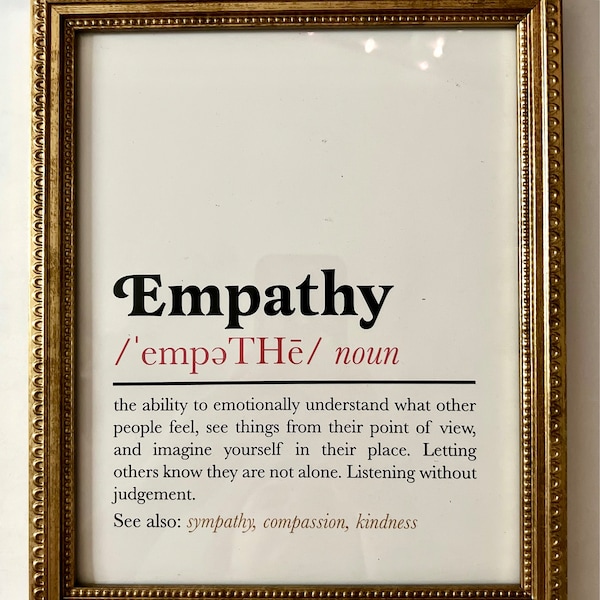 Empathy Definition Print | Empathy Poster | Empathy Wall Art | Empathy ...