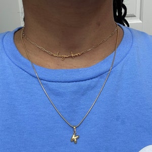 Customer photo, Cursive Name Necklace