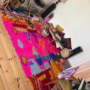 Amazing Multicolored Rug - Custom Fabulous Boujaad Rug - Beni Ourain Rug - Handmade Rug - Moroccan Berber Rug - Traditional Moroccan Carpet