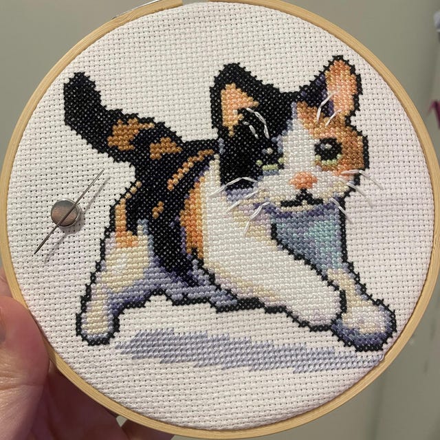 Calico Cat Kitten Cross Stitch Pattern PDF, Digital File