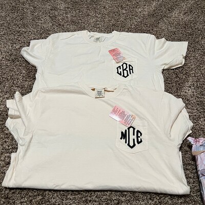 Embroidered Pocket Comfort Colors Tee - Tone on Tone - (Choose Your Dad/Grandpa Name)
