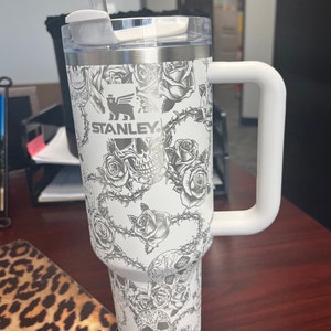 40 Oz Stanley & Unbranded Tumbler W/ Skull and Rose Engraving -  in  2023