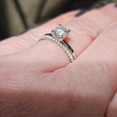 Whisper Thin Moissanite Wedding Band, Dainty 1.2mm Micro Pave Wedding