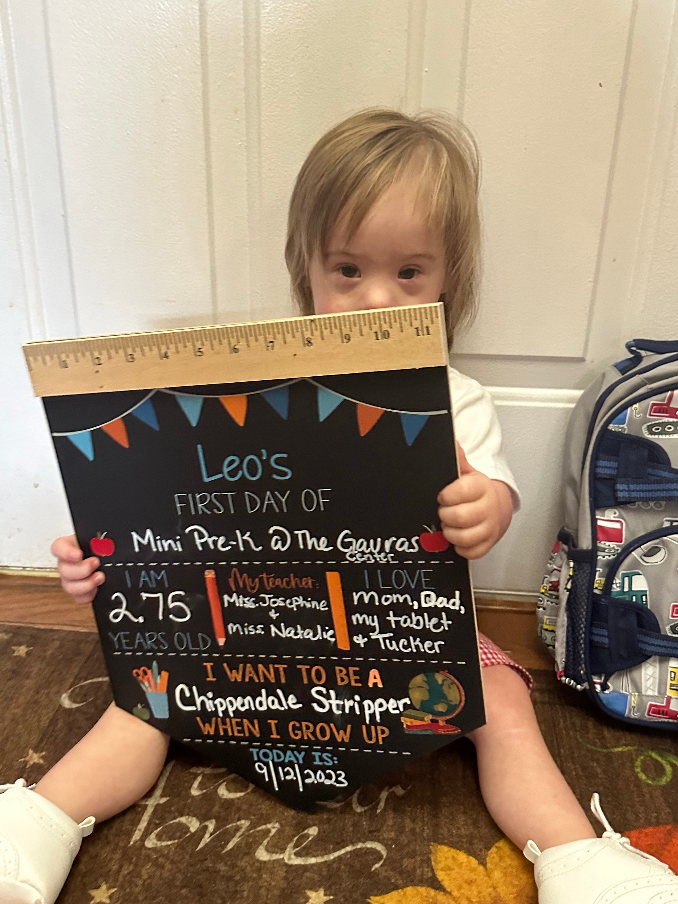 First Day of School Sign, Back to School Chalkboard, Reusable 1st Day Board, Last Day, Kindergarten, First Grade, Preschool, Ruler, BloomOwl