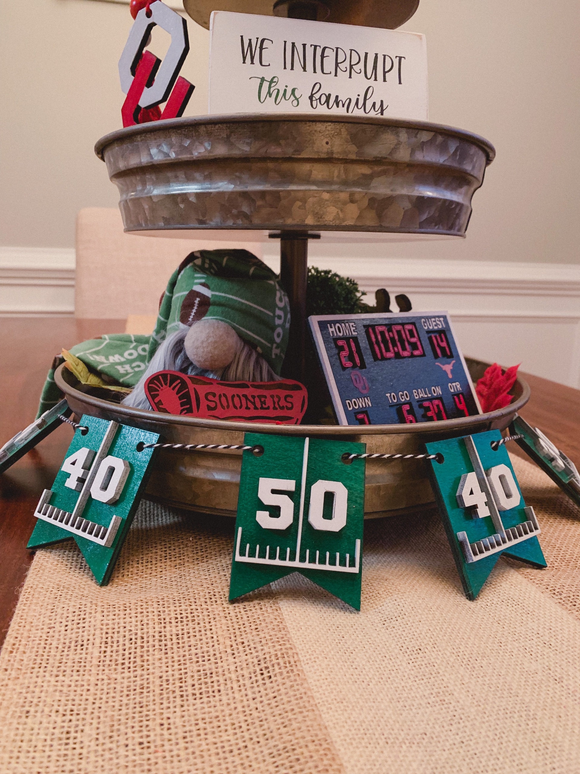 football tiered  tray decor/football decor/football signs/tiered tray signs/football tiered tray/Football decor/Football tray decor