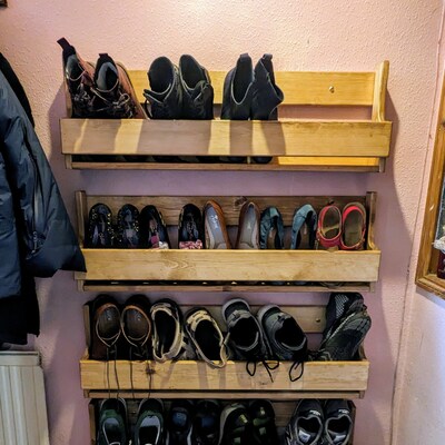 Unique Shabby Chic Pallet Wood Floating Shoe Rack Ideal Storage - Etsy UK