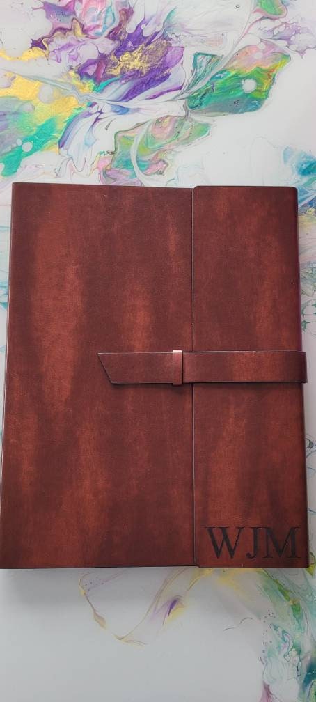 Personalized LEATHER PORTFOLIO Padfolio Notebook Organizer Folder Planner Business Corporate Gifts for Him Dad Men Boyfriend Custom Engraved