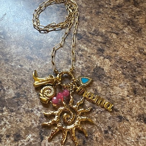 Review photo by Kelsey for Custom Initial Necklace with Birthstone & Seahorse