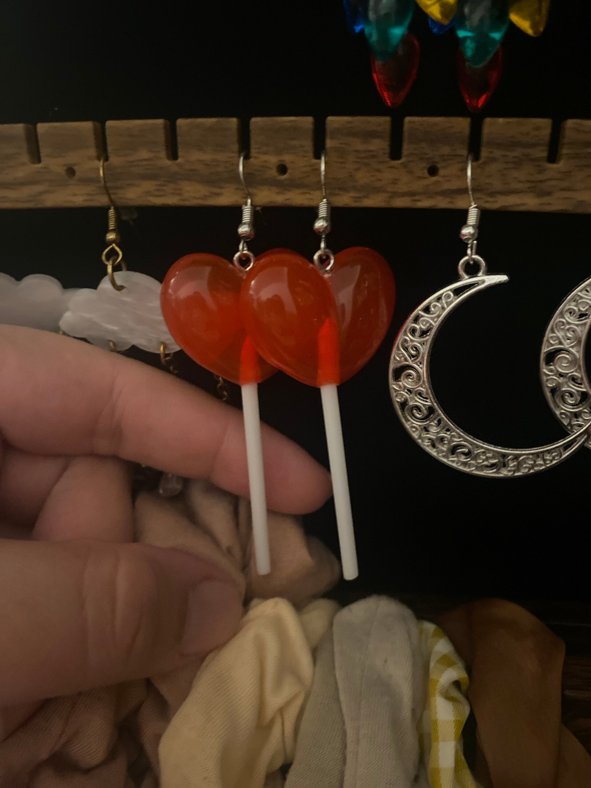 Valentine’s Day Heart Lollipop Earrings, Valentine’s Day Earrings, Valentine’s Day Suckers, Heart Earrings