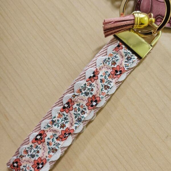Liberty of London Fabric Keychain Key Fob Wristlet | Colorful Leather ...