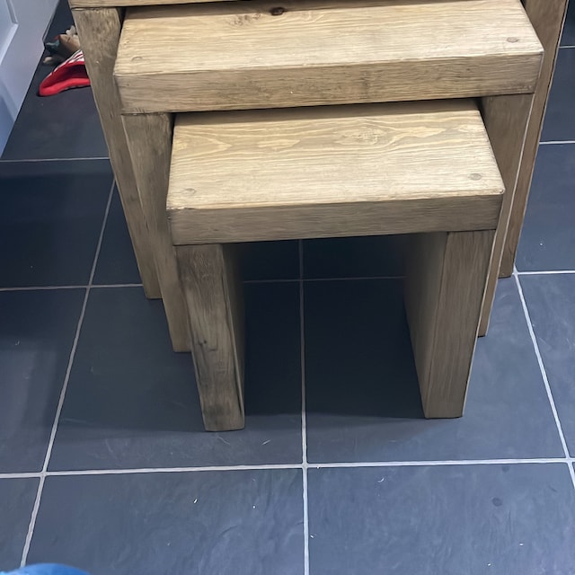 Solid Wooden Nest of Tables With a Rustic Oak Finish Etsy UK