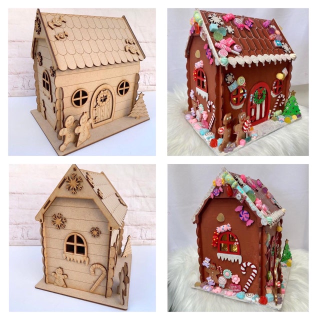 D-groee Christmas Craft Houses Small Houses DIY Crafts for Adults Kids Wooden Craft 3D Cutting Puzzle Toy Colorful LED for Adults Children Christmas