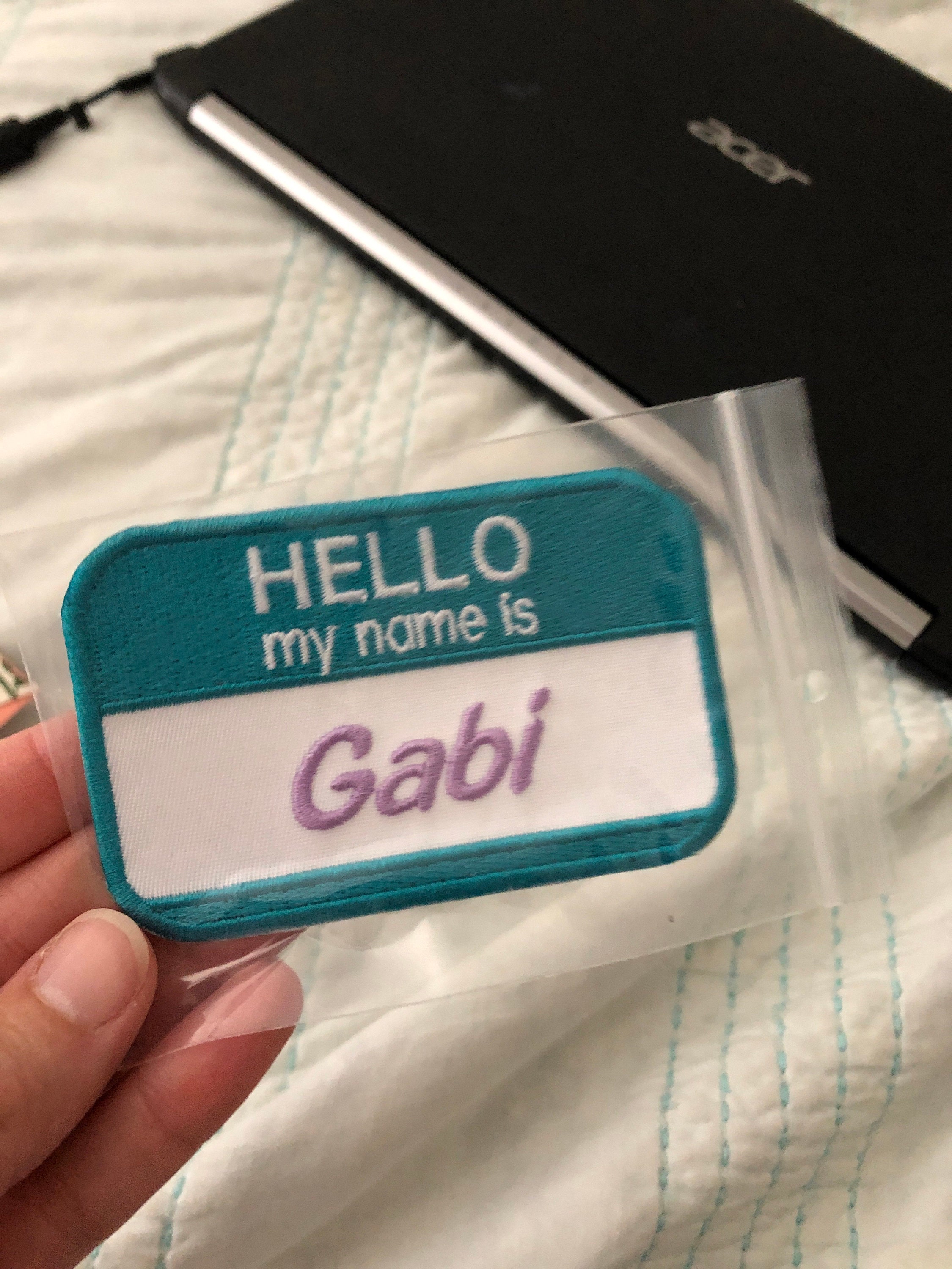 Hello My Name Is Custom Patch Name Patch  Personalized Name Patch Name Tag with Hook and Loop Fastener Available