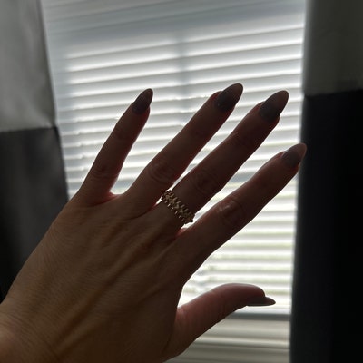 14K Real Solid Gold Ring / 14K Rib Ring / 14K Dual Rib Ring / 14K Bold ...