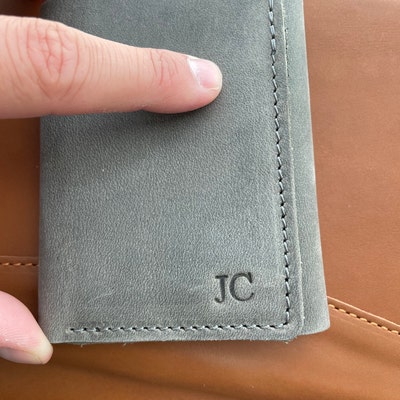 PERSONALIZED Trifold Rustic Leather Wallet Classic Billfold ID Holder ...