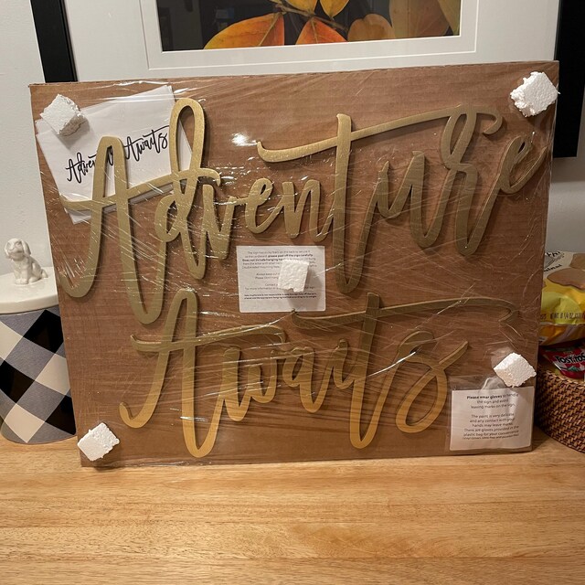 Adventure Awaits 3D Wood Sign / Laser Cut Decor / Travel, Explorer