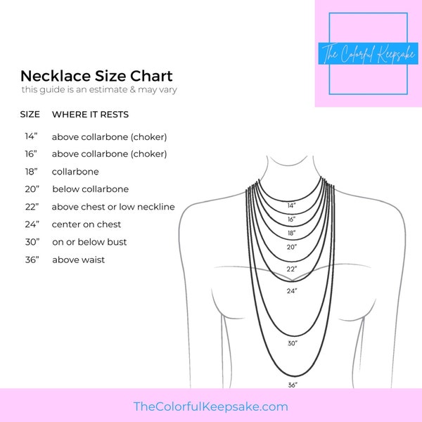Editable Necklace Size Chart Template | Printable Necklace Size Guide Template Card | Custom ...