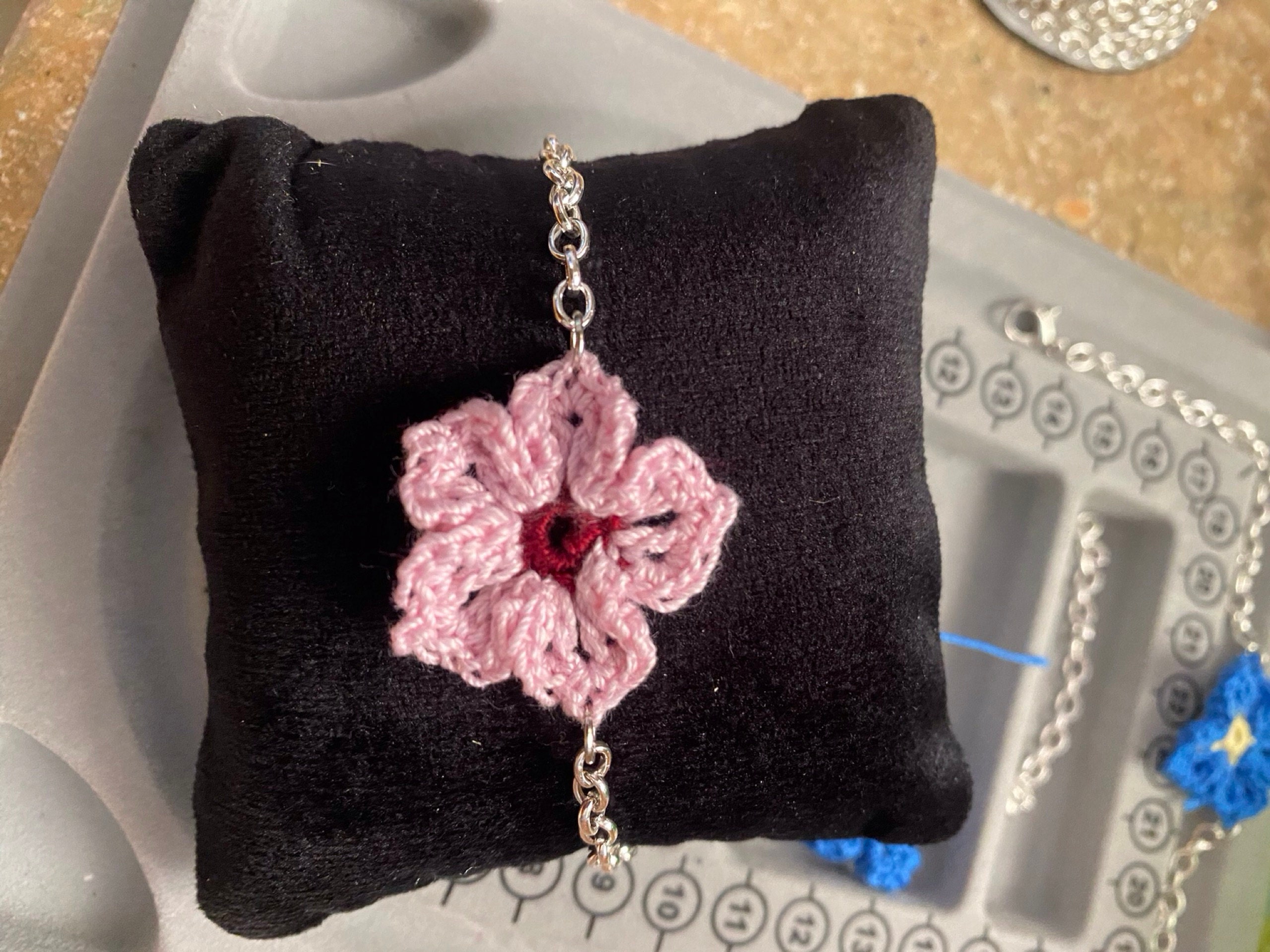 Micro crochet Forget me not and cherry blossom jewellery pattern, crochet flower making tutorial, crochet PDF pattern digital download