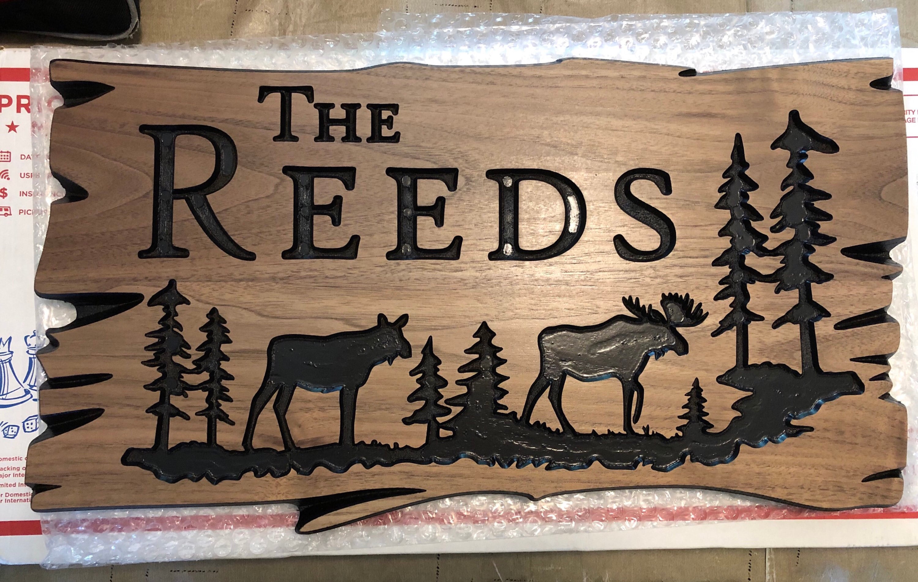 Custom Outdoor Wood Sign, Personalized Sign Engraved Home Decor Cabin Signs, Camp Sign, Address House Numbers Bears Pine Trees Family Name