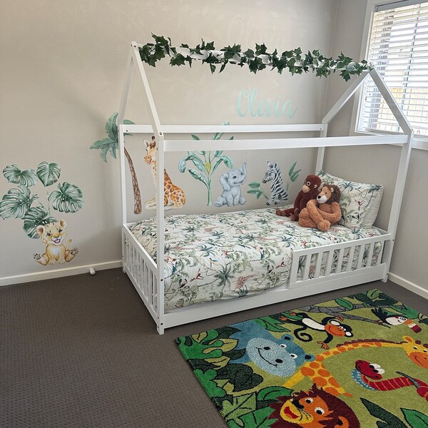 Cute Safari Animals Wall Decal for Kids, Removable Peel and Stick Wall ...