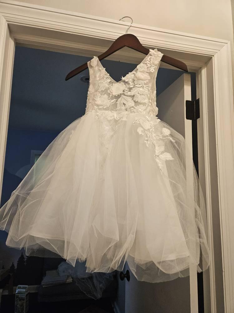 Ivory flower girl dress sheer back wedding dress bridesmaid dress kid dress No. 12