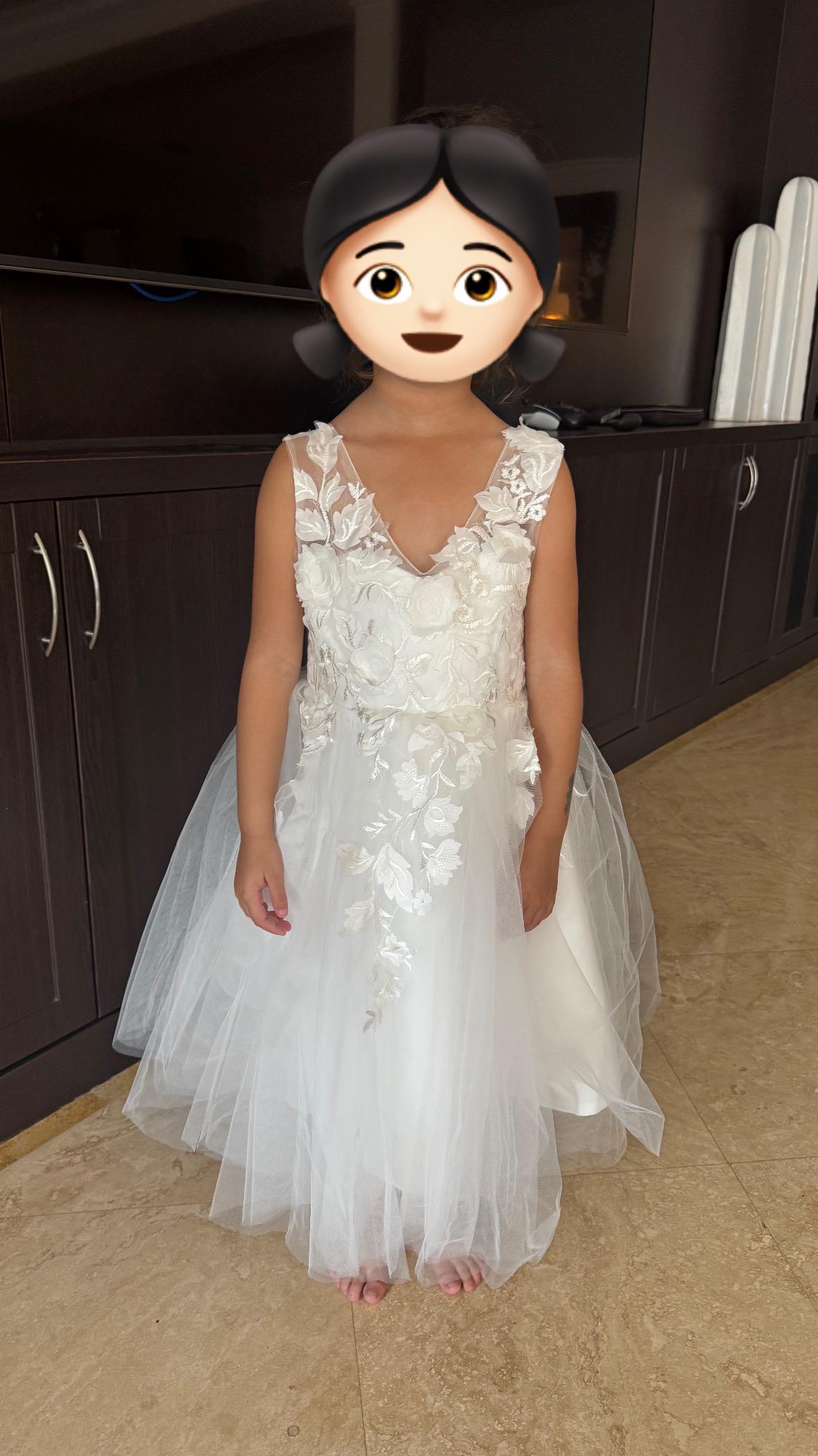 Ivory flower girl dress sheer back wedding dress bridesmaid dress kid dress No. 12