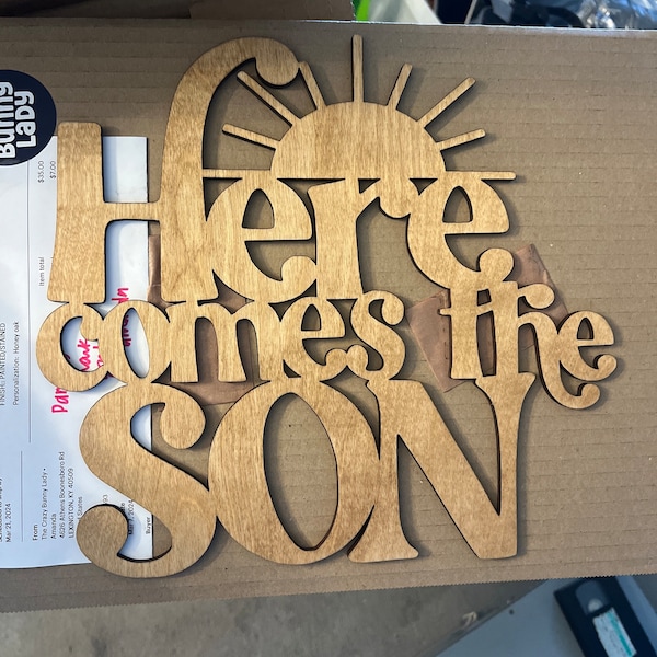 Here Comes the SON Wooden Baby Shower Backdrop Sign | Baby Shower Decor ...