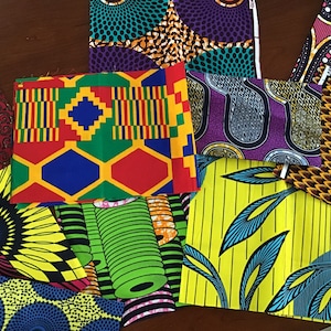 African Fabrics Craft Set, African Wax Print Fabric Bundle, Random Fat ...